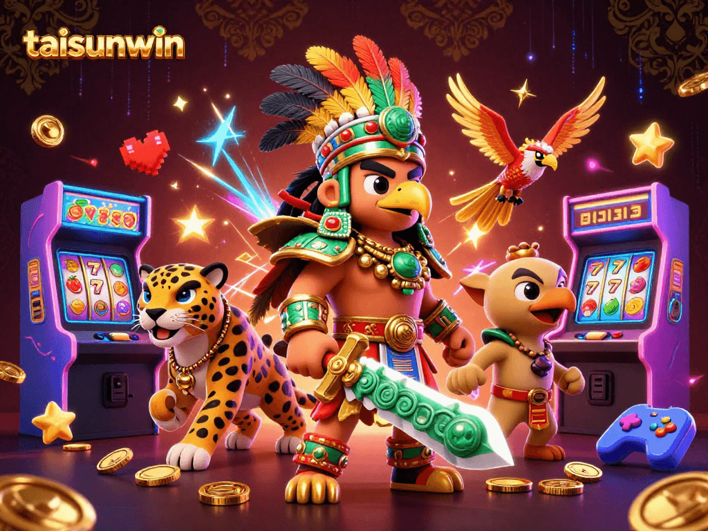 Experience thrilling gameplay with taisunwin's vibrant casino scene featuring warriors and arcade elements.