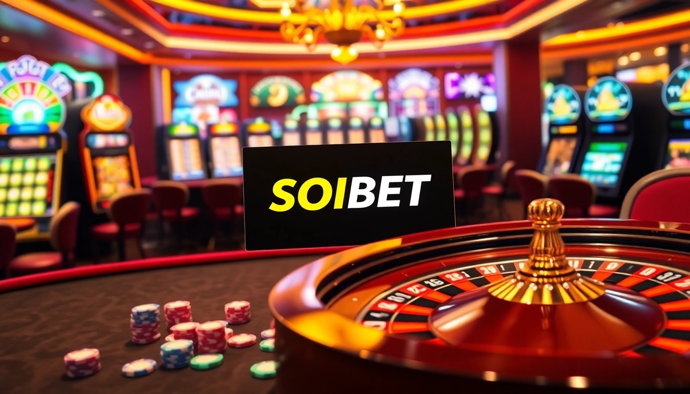 Experience high-stakes excitement at SOIBET's casino, showcasing vibrant roulette and poker action.