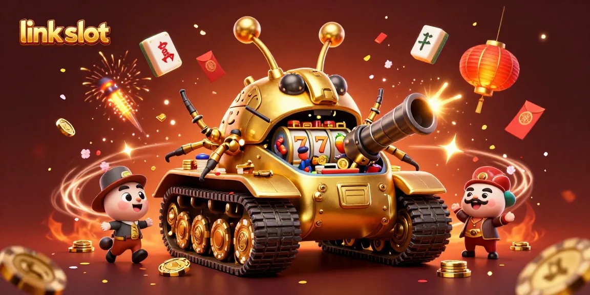 Experience the excitement of link slot with a vibrant, animated casino scene.