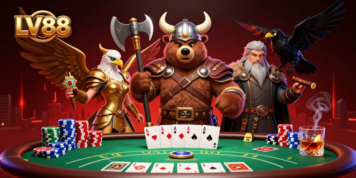 Experience thrilling gaming moments at LV88 with captivating characters and vibrant casino elements.