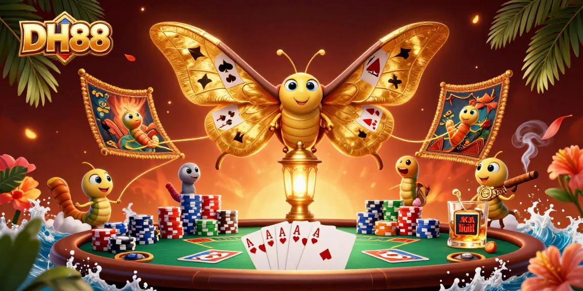 Engage in exciting poker games at DH88 with stunning 3D casino elements displayed.