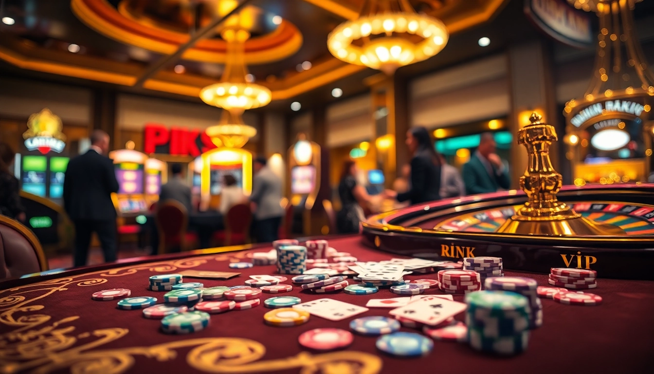 Exciting online gambling scene at RIK VIP casino with poker chips and roulette.