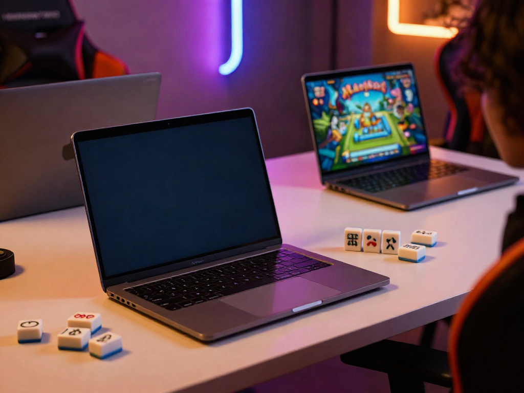 Permainan Mahjong Ways yang menarik ditampilkan di layar laptop, menciptakan suasana bermain yang menggoda.