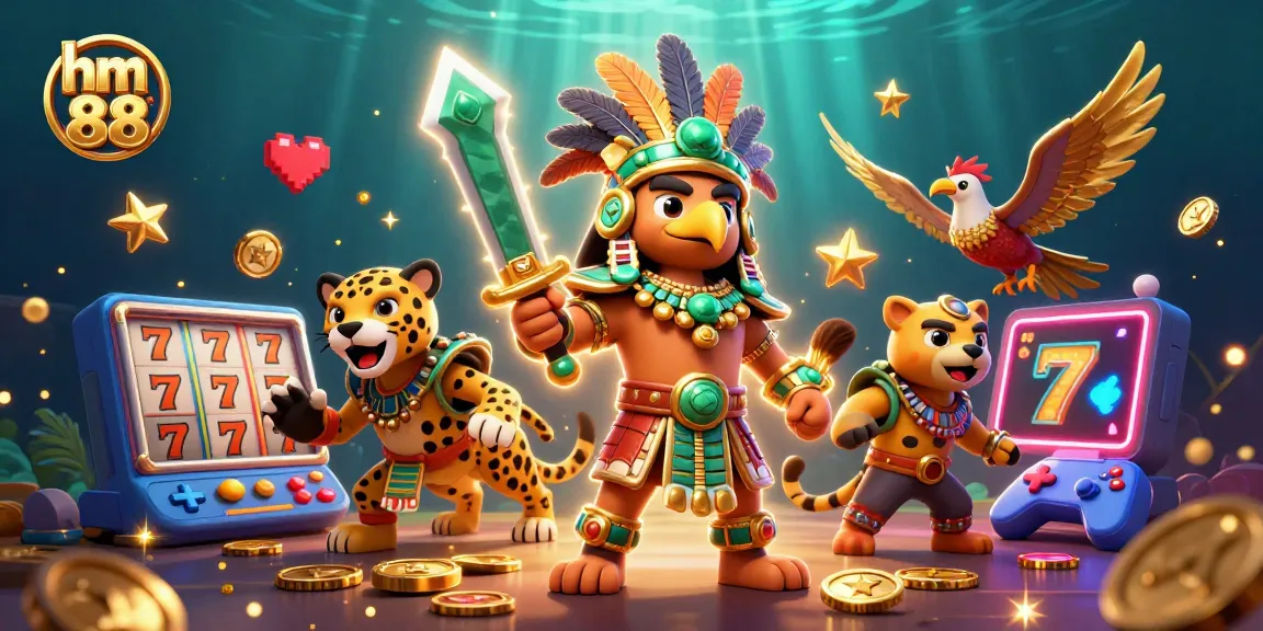 Experience exciting gameplay at hm 88 with vibrant slots, Aztec warriors, and glowing casino elements.