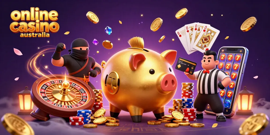 Engage with vibrant gaming action in this illustration representing an online casino Australia experience.