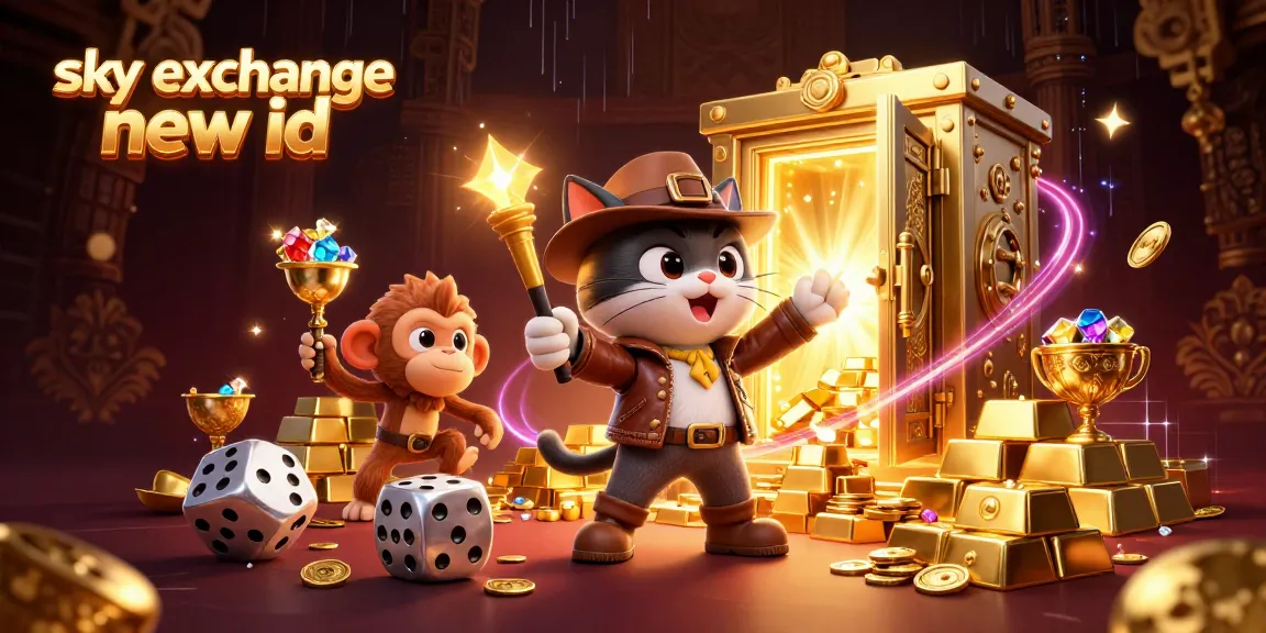 Place your bets and claim your sky exchange new id with this vibrant casino-themed illustration.