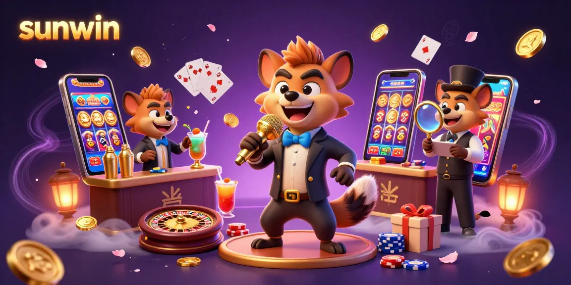 Join the fun at sunwin's vibrant comedy casino, featuring hyenas serving drinks and checking IDs.