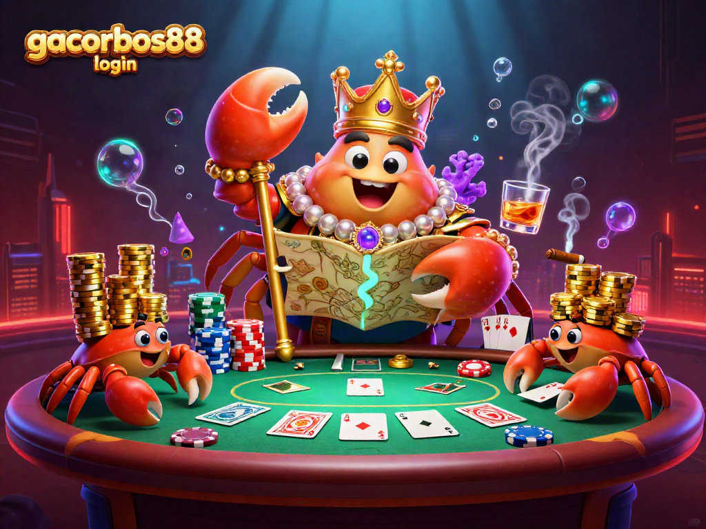 Experience the excitement with gacorbos88 login as the golden crab emperor reigns over a dynamic poker scene.