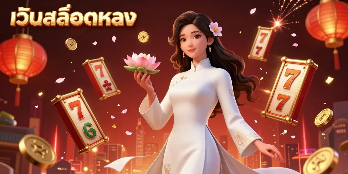 Experience exciting เว็บสล็อตตรง gameplay with vibrant 3D scenes showcasing slot reels and dynamic cherry blossoms.