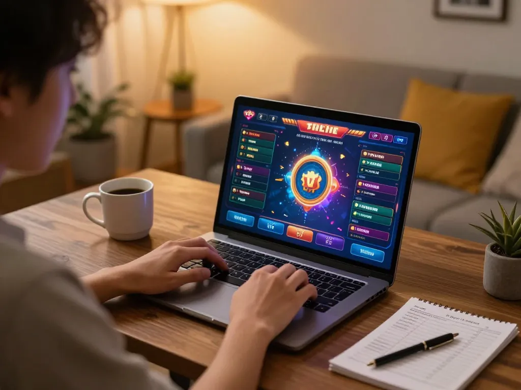 Tài xỉu online game displayed on a laptop, showcasing strategic betting decisions in a cozy home environment.