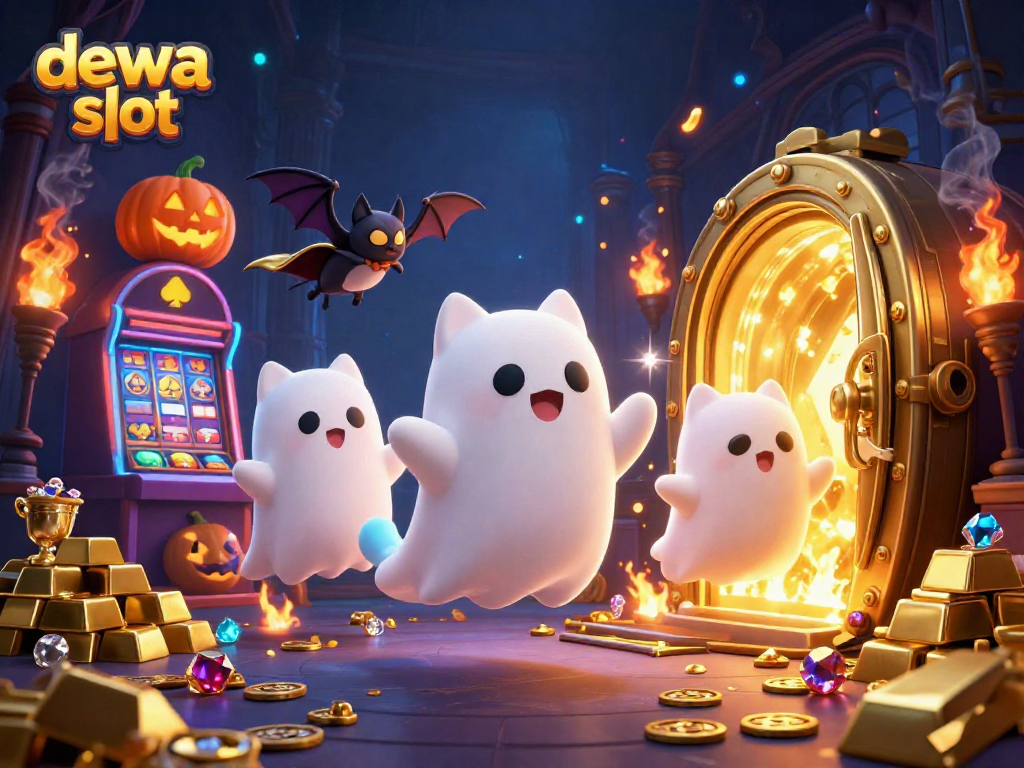 Mainkan dewa slot dengan karakter kucing hantu di kasino menakutkan yang meriah.