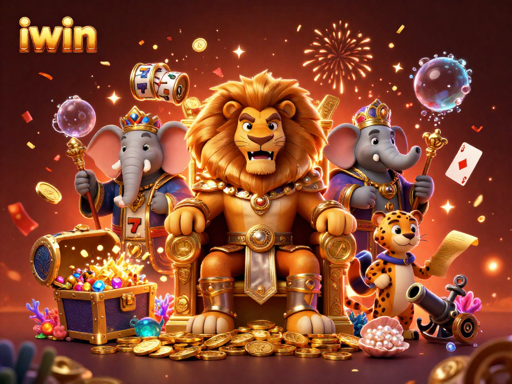 Experience the vibrant excitement of iwin with a lion king and vibrant casino elements.