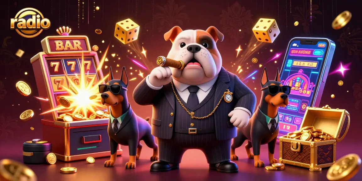 Enjoy thrilling radio casino action with a charming bulldog boss and his Doberman bodyguards.