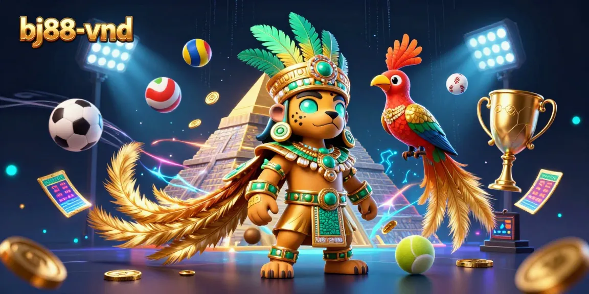 Experience the excitement of bj88-vnd gaming with 3D characters, sports elements, and glowing casino visuals.