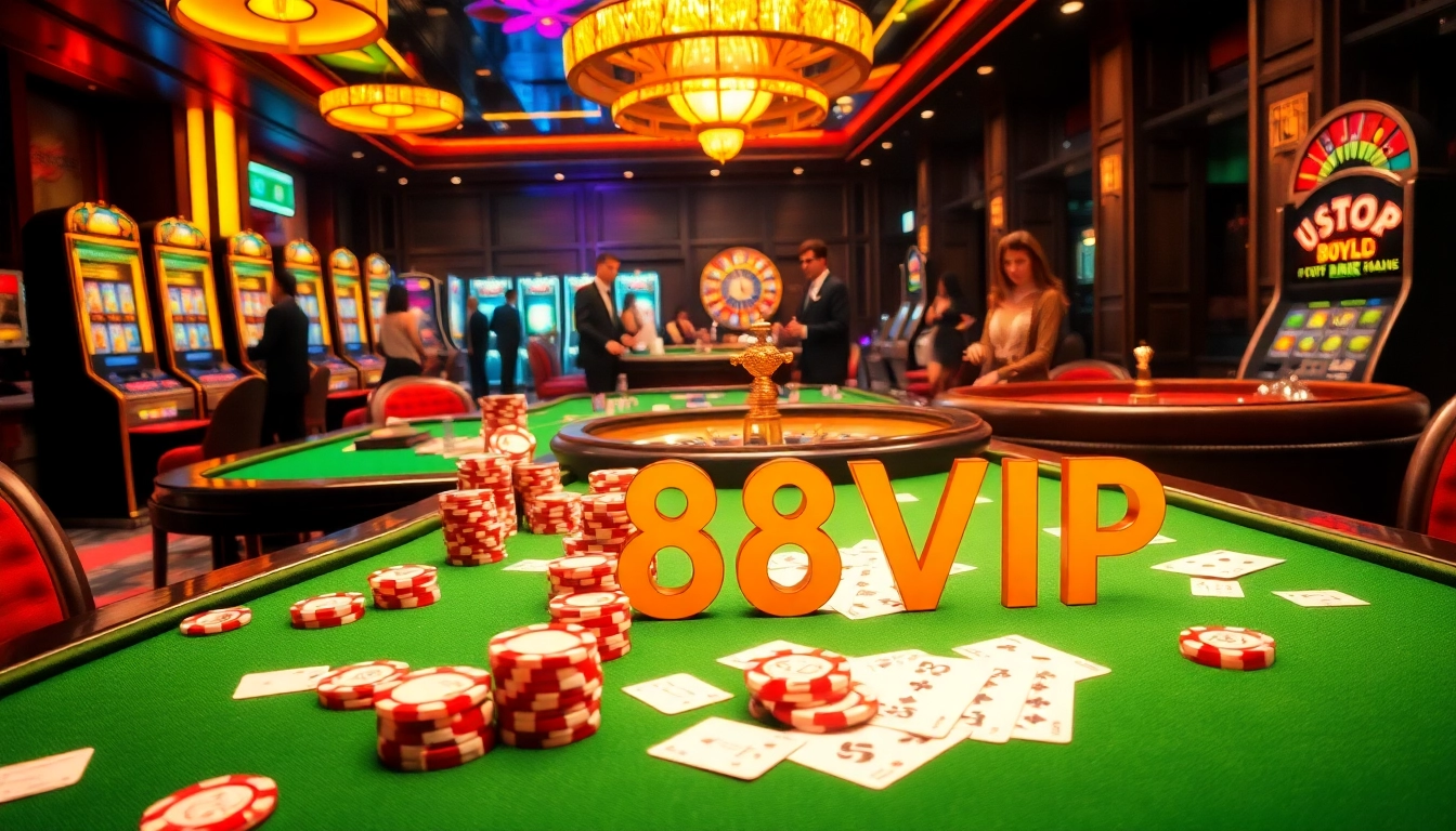 Engaging scene at 68VIP casino, showcasing vibrant tables, exciting gameplay, and luxury atmosphere.
