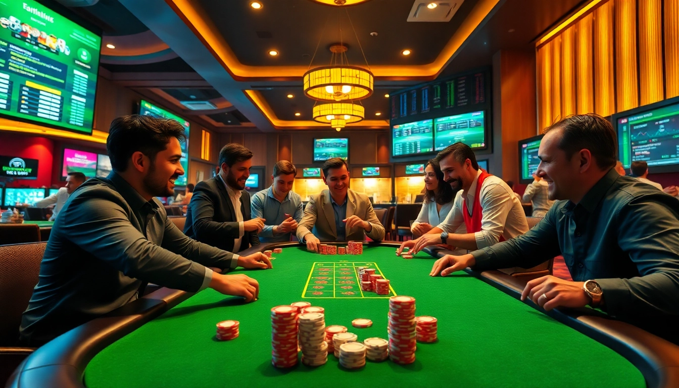 Engaged players betting at a high-stakes poker table inspired by https://tx88.link/ with colorful chips and dynamic action.