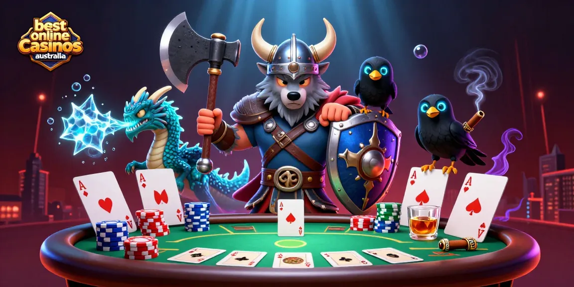 Experience the thrill of the best online casinos Australia with engaging characters and vibrant casino elements.
