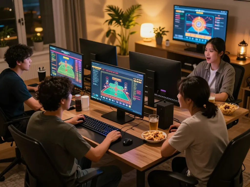 Player enjoying lsa online casino at home with live dealer games visible on screens.