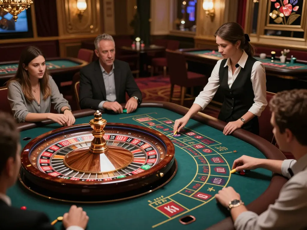 Players engaging in a thrilling roulette game at F8BET casino, showcasing excitement and strategy.