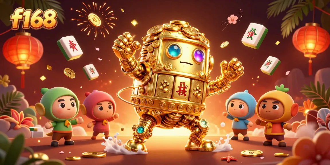 Experience the thrill of f168 with a vibrant golem made of golden coins and engaging casino elements.