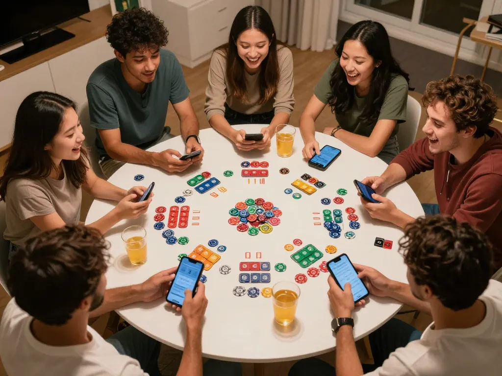 Playing the done55 game at home with friends, enjoying lively competition and social interaction.