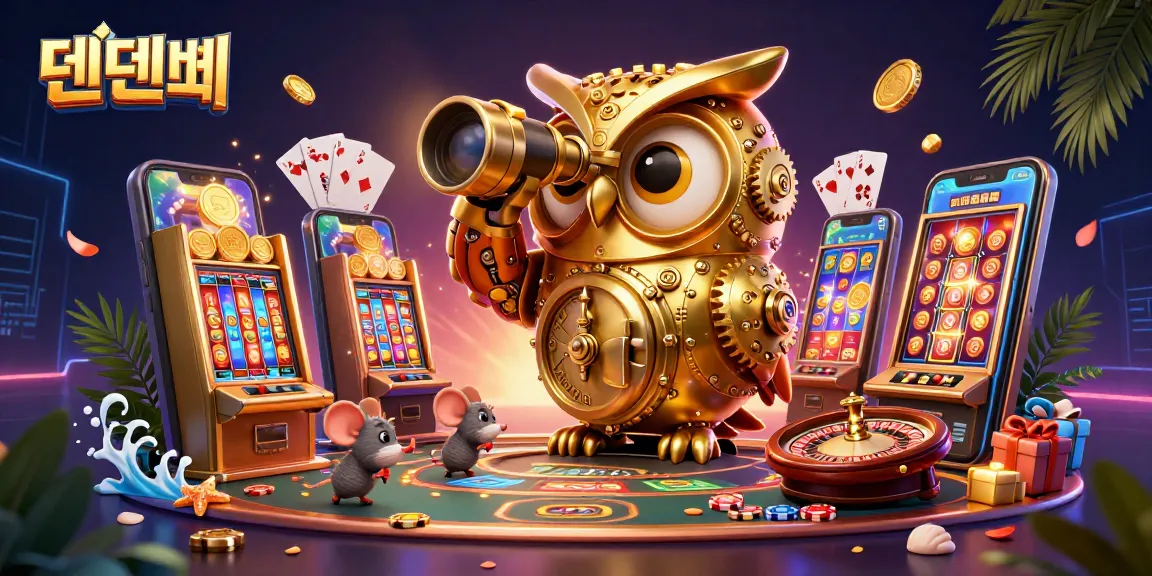 Experience exciting gameplay at 텐텐벳 with a vibrant illustration showcasing dynamic casino elements and characters.