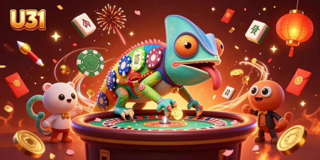 Experience thrilling gameplay at U31 casino with our vibrant 3D illustration showcasing colorful elements.