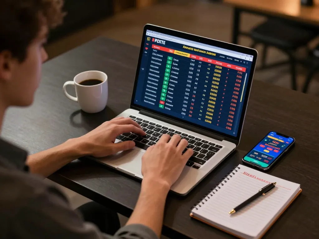 Person engaging with 99OK sports betting app on laptop and smartphone