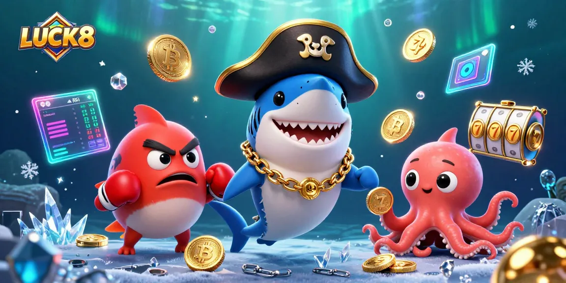 Experience the thrill of LUCK8 with dynamic characters and vibrant casino elements.