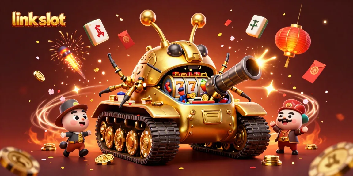 Experience the excitement of link slot with a vibrant, animated casino scene.