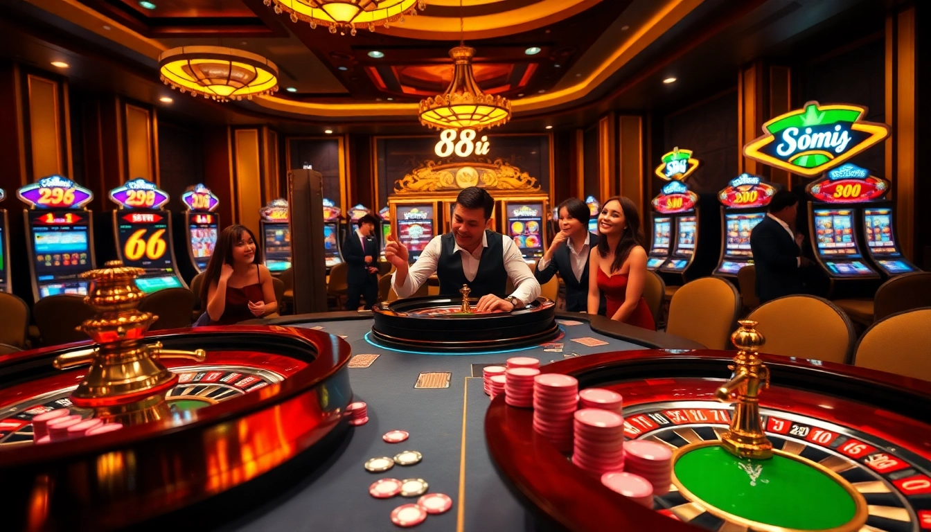 Players enjoying an exciting game at the 88i casino table with vibrant cards and poker chips.