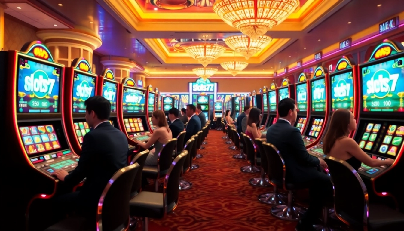 Players enjoying thrilling slots777 gameplay in a vibrant casino atmosphere, filled with excitement.