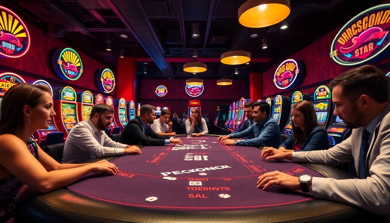 Menggandeng arushoki sambil bermain di meja poker yang ramai di kasino.