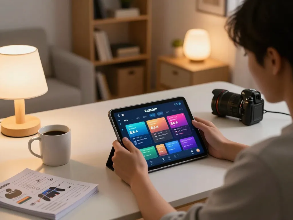Engaging in toto sgp betting on a tablet in a cozy home setting with strategy notes