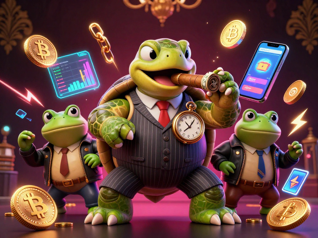 Engage with netwin's casino excitement featuring a snapping turtle mobster and crypto elements.