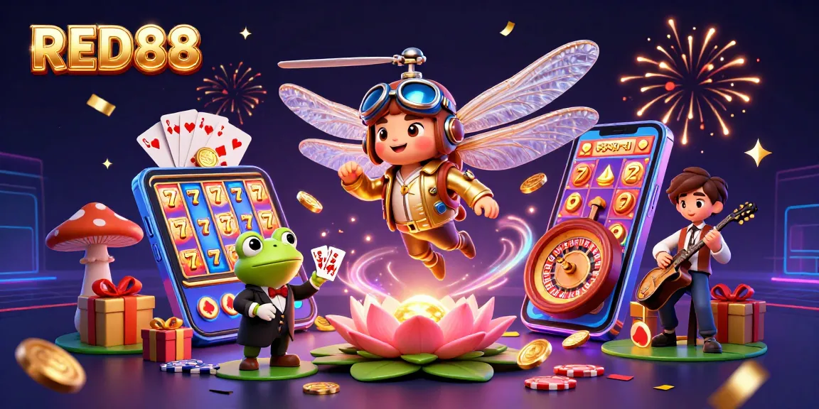 Experience excitement at RED88 with animated casino activities featuring vibrant characters and games.