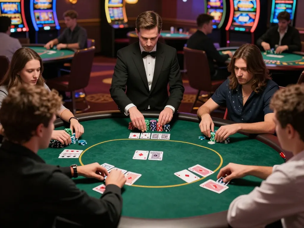 Players engaging in a high-stakes poker game at LC88 casino, showcasing strategy and excitement.