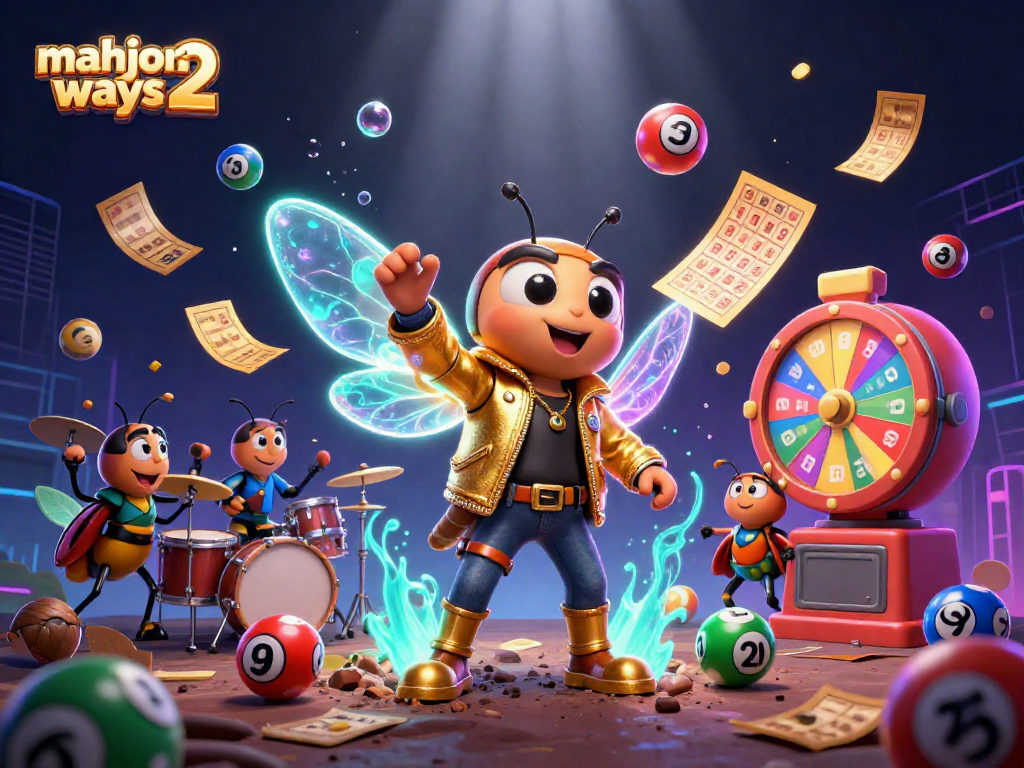 Experience mahjong ways 2 in a vibrant, action-packed casino illustration with dazzling characters.