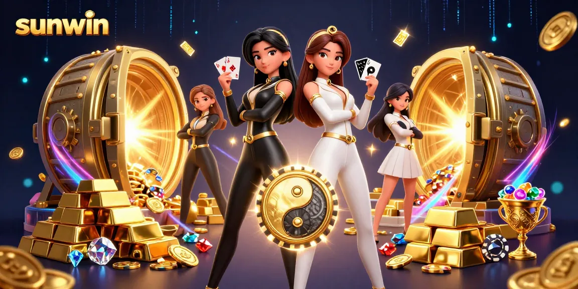 Experience excitement at Sunwin with twin Asian women showcasing powerful card tricks and casino vibes.