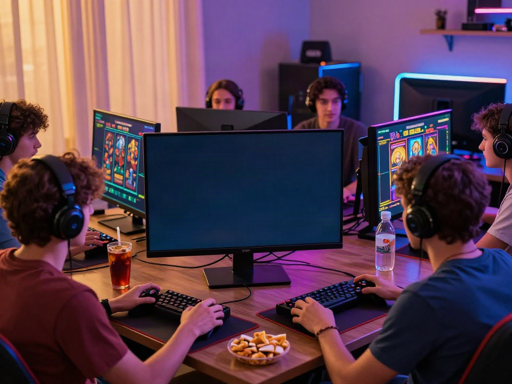 Engaging friends playing akunjp slot games in an immersive gaming setting