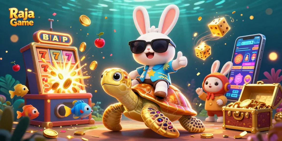 Experience exciting gameplay with Raja Game's vibrant characters and casino elements in this illustration.