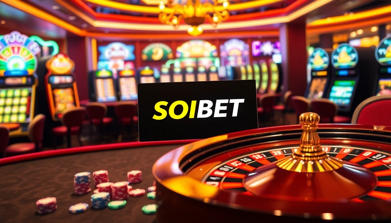 Experience high-stakes excitement at SOIBET's casino, showcasing vibrant roulette and poker action.