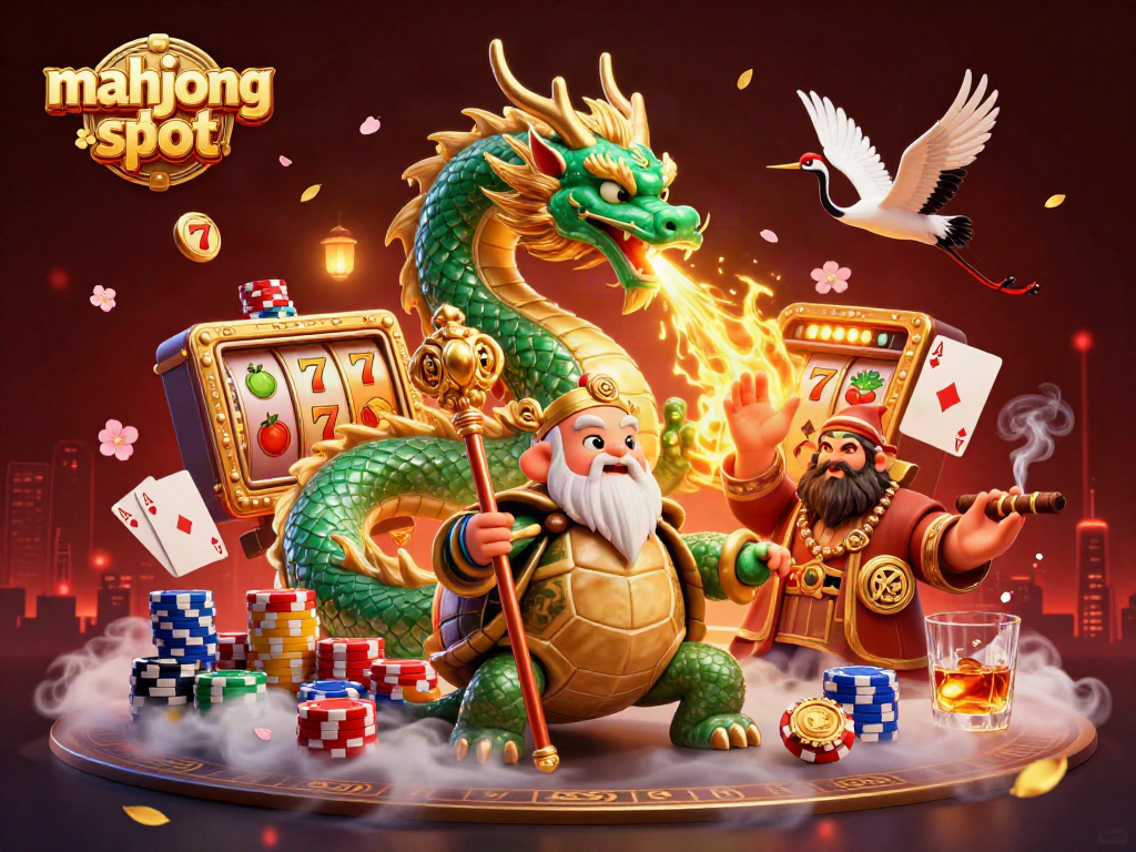 Experience thrilling gameplay with mahjong slot featuring a vibrant dragon alongside casino elements.