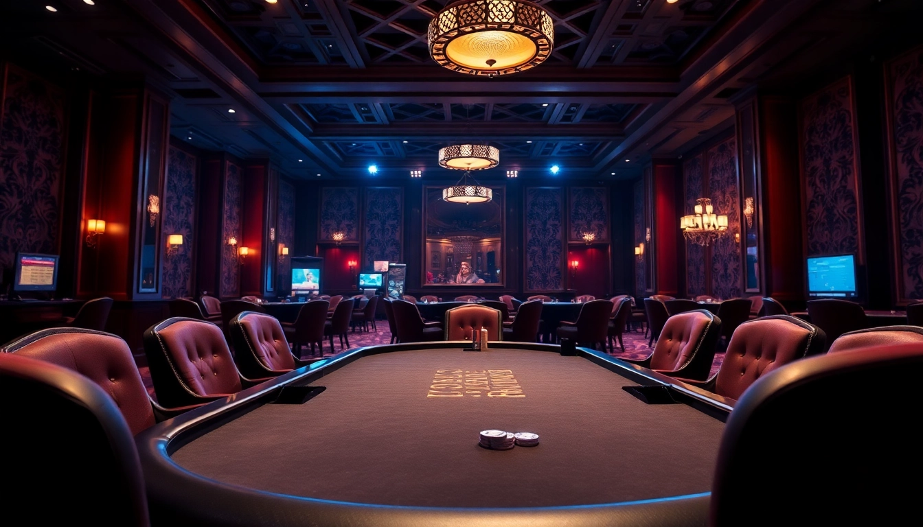 Engage in action-packed Casino gameplay at a luxurious poker table in an elegant setting.