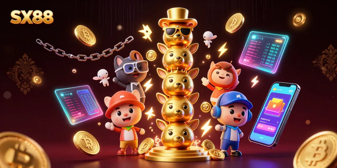 Experience thrilling gaming adventures at SX88 with vibrant 3D coins and rich casino elements.