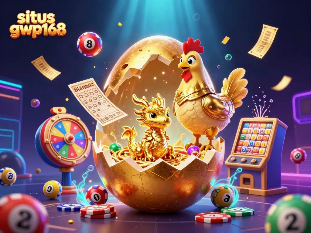 Permainan menarik di situs gwp168 dengan naga emas dan elemen kasino.