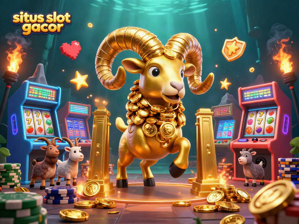 Experience thrilling action at situs slot gacor with golden ram charging through vibrant casino elements.