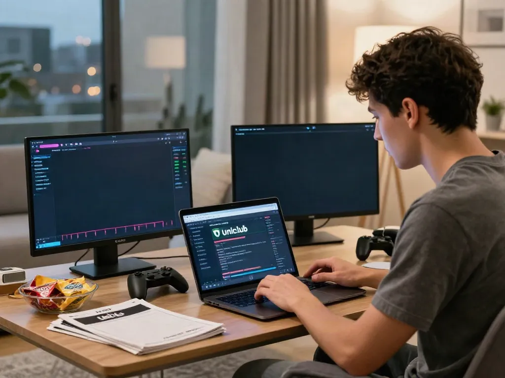 Engaging sports betting moment at home with Uniclub platform displayed on laptop