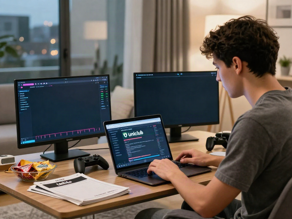 Engaging sports betting moment at home with Uniclub platform displayed on laptop