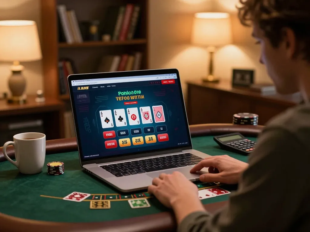 Engaging scene of a player enjoying Hướng dẫn nhận khuyến mãi nạp đầu KO66 on a laptop at home.